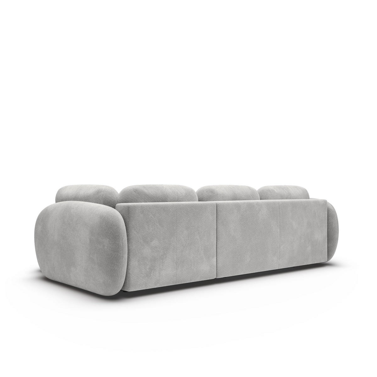 ECKSOFA AMICO II R-S Hellgrau Geflochtener Stoff mit Schlaffunktion - Hellgrau, Holz (289/190cm) - MASSENO