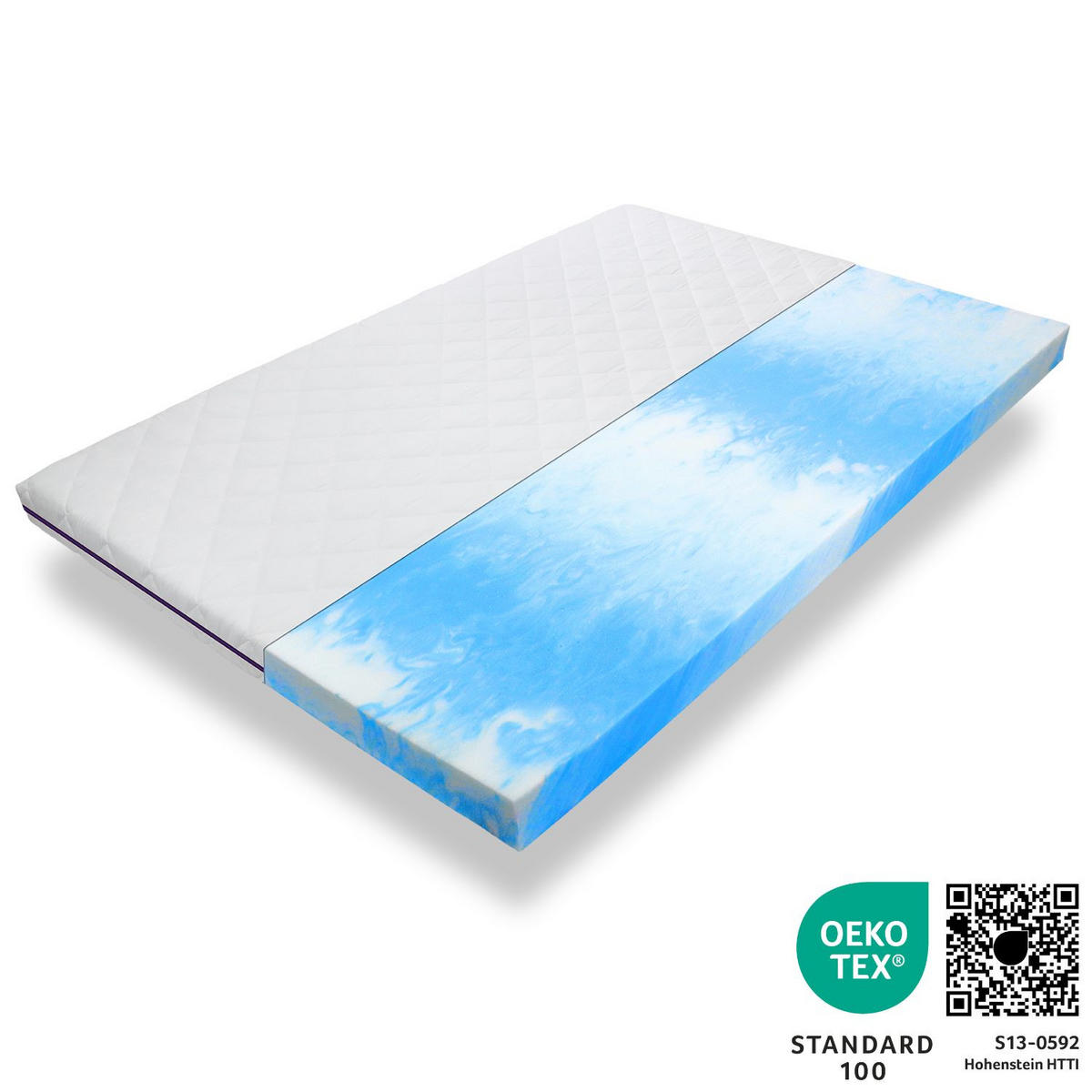 GEL-MATRATZENTOPPER 140x200 für bequemes Liegen auf harten Matratzen, Topper 140x200 - Gelschaum Matratzenauflage - Weiß, Textil (140/200cm) - Sleepneo
