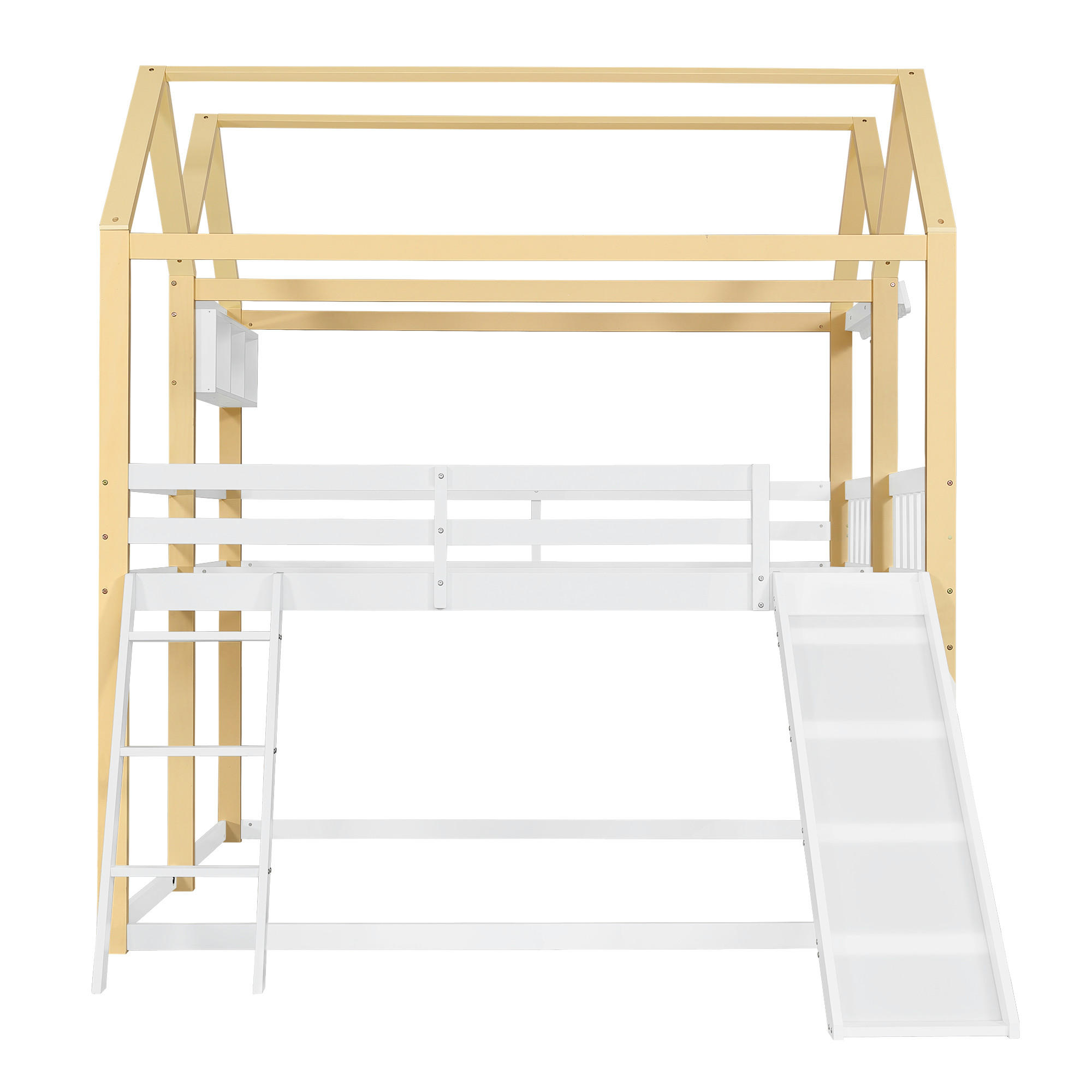 HOCHBETT 90/200 cm Weiß + Naturholz - Weiß/Naturfarben, Holz