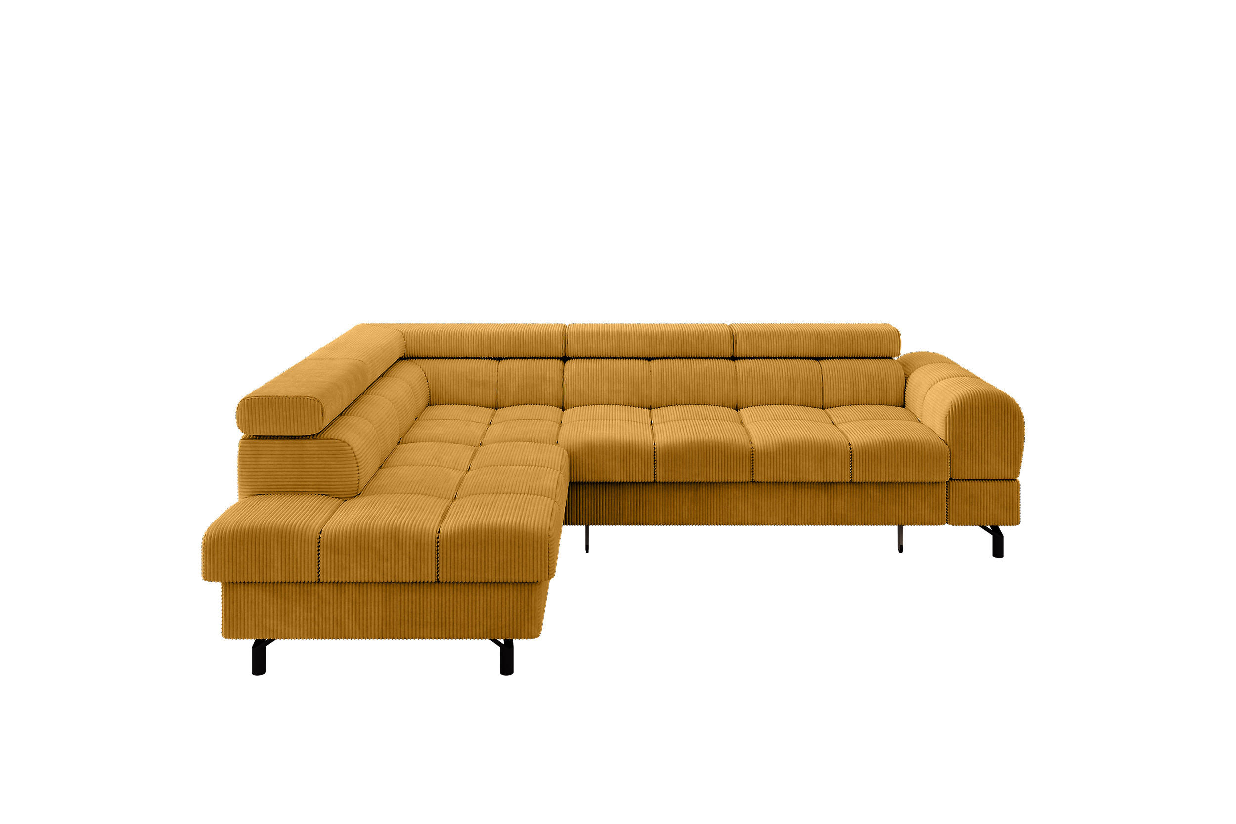 ECKSOFA mit Schlaffunktion Ottomane Links LUMA-L 272x203x70 Senfgelb Cord - Schwarz/Honig, Holzwerkstoff/Kunststoff (272/203cm) - ALTDECOR