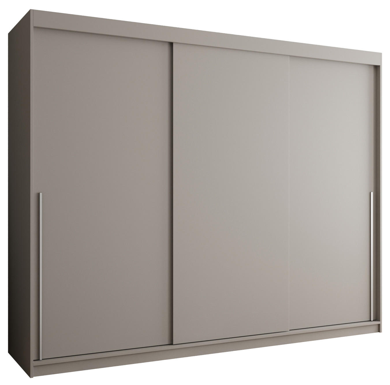 SCHIEBETÜRENSCHRANK 250 cm Breite Kaschmir mit silbernem Griff - Kaschmir/Silberfarben, Holzwerkstoff (250/200/62cm) - Home Collective
