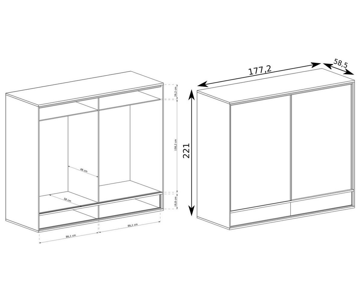DREHTÜRENSCHRANK SYNDRA 177,2/221/58,5 cm 2-türig Eichefarben - Eichefarben, Holzwerkstoff (177.2/221/58.5cm) - MASSENO