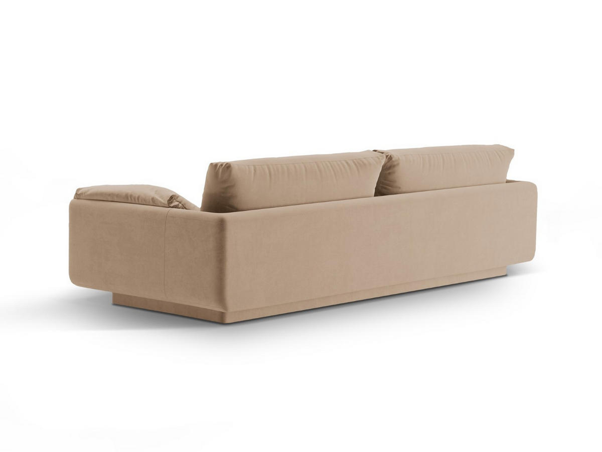 SOFA Torino aus Samt sandfarben 4 Sitzplätze - Sandfarben, Textil (250/83/103cm) - Micadoni