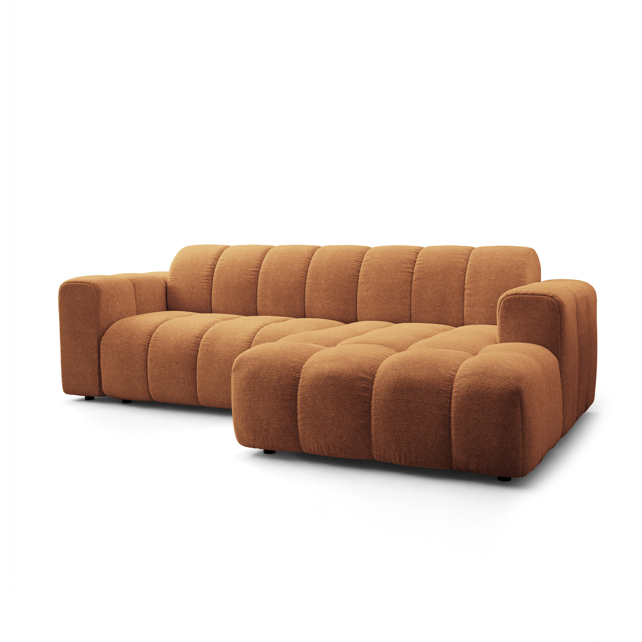 ECKSOFA TISI Orange Strukturstoff - Orange, Holz (274/165cm) - MASSENO