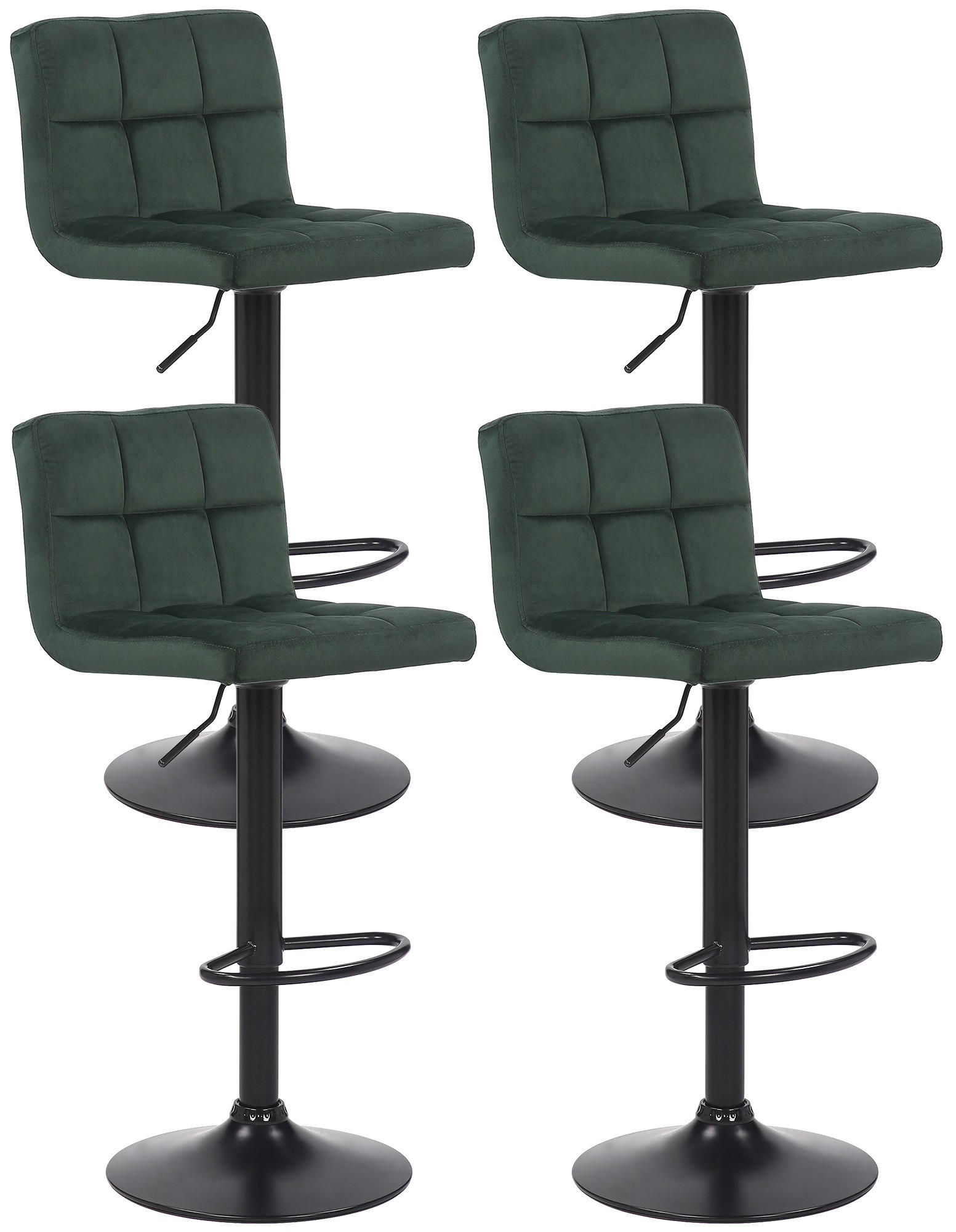 BARHOCKER 4er Set Samt Grün - Schwarz/Grün, Textil/Metall (40/85/40cm) - CLP