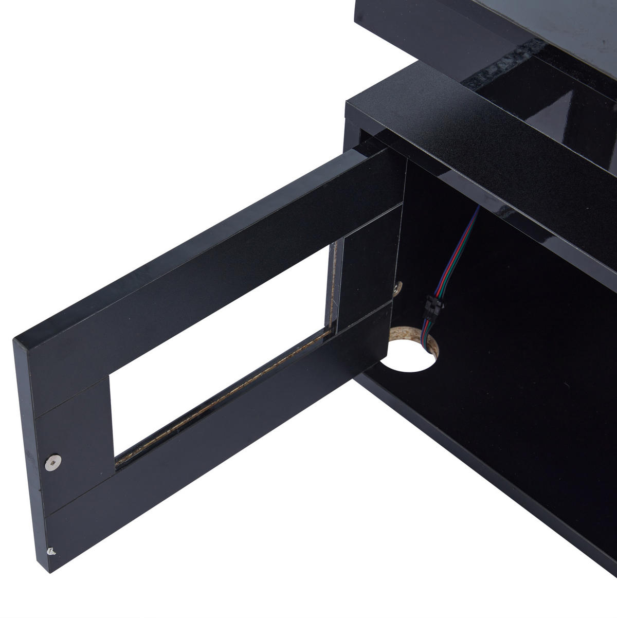 COUCHTISCH 100/50/43 cm Schwarz aus Spanplatte mit LED und Steckdose - Schwarz, Holzwerkstoff (100/50/43cm) - OKMYHOME
