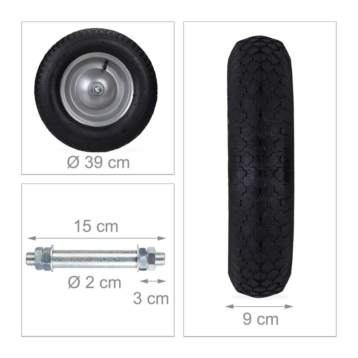 SCHUBKARRENRAD - Multicolor, Kunststoff/Metall (39/9/39cm) - Relaxdays