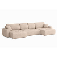 ECKSOFA Mit Schlaffunktion Und Bettkasten U-Form Ivo U, Veloursstoff Salvador, Beige - Beige, Holz (342/142cm) - Kaiser Möbel