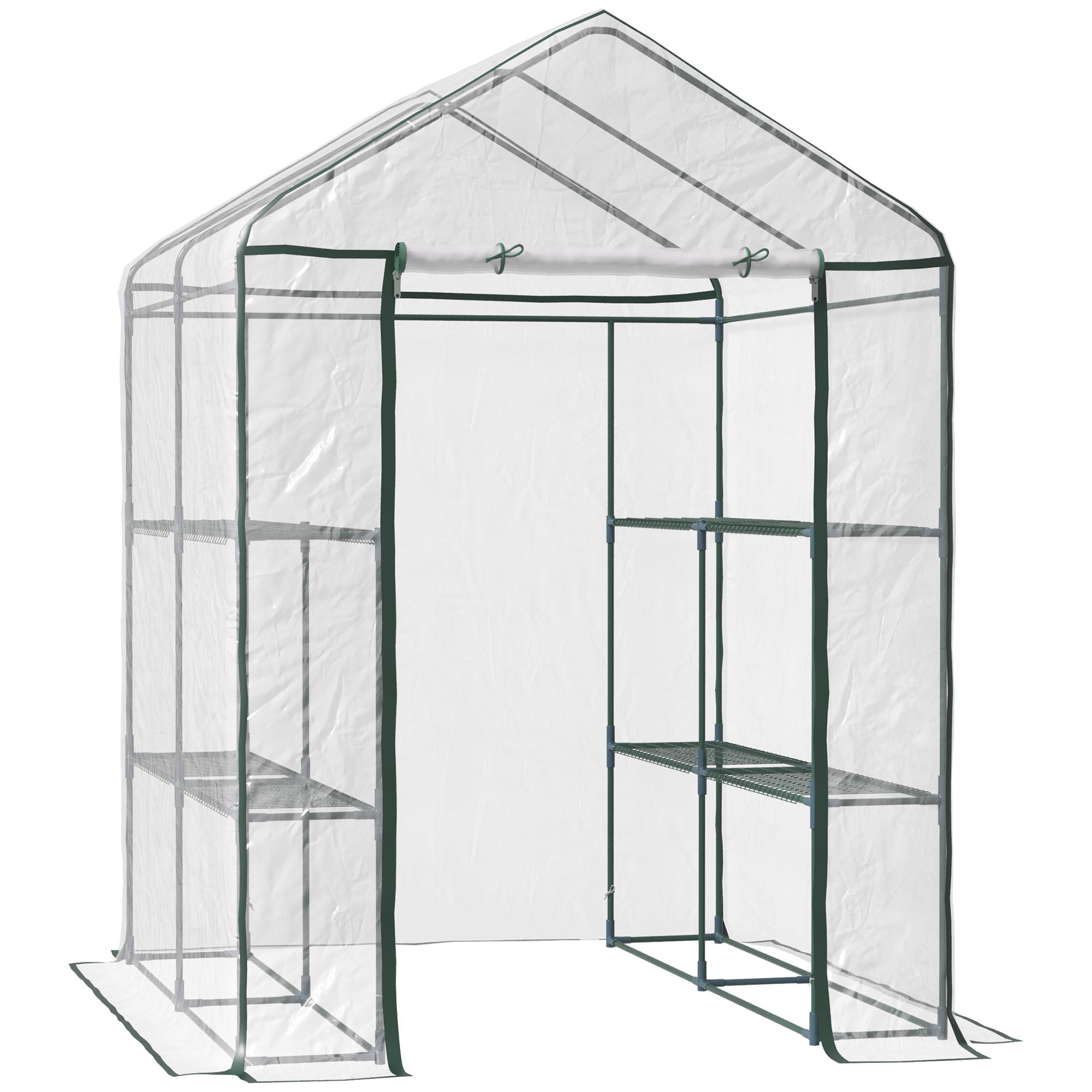 FOLIENGEWÄCHSHAUS, Transparent, Metall, PVC-Kunststoff - Transparent, Kunststoff (143/195/143cm) - Outsunny