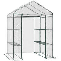 FOLIENGEWÄCHSHAUS, Transparent, Metall, PVC-Kunststoff - Transparent, Kunststoff (143/195/143cm) - Outsunny