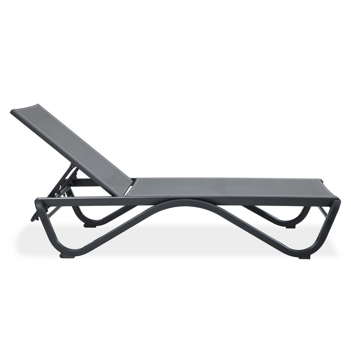 SOMNENLIEGE Marina, 5-stufige Verstellung der Rückenlehne, mit Tisch, Metallrahmen, Grau - Schwarz/Grau, Metall (58/33/133cm) - Beautysofa