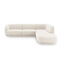 ECKSOFA rechts Miley aus Samt leichtes beige 6 Sitzplätze - Beige, Textil (248/255cm) - Micadoni