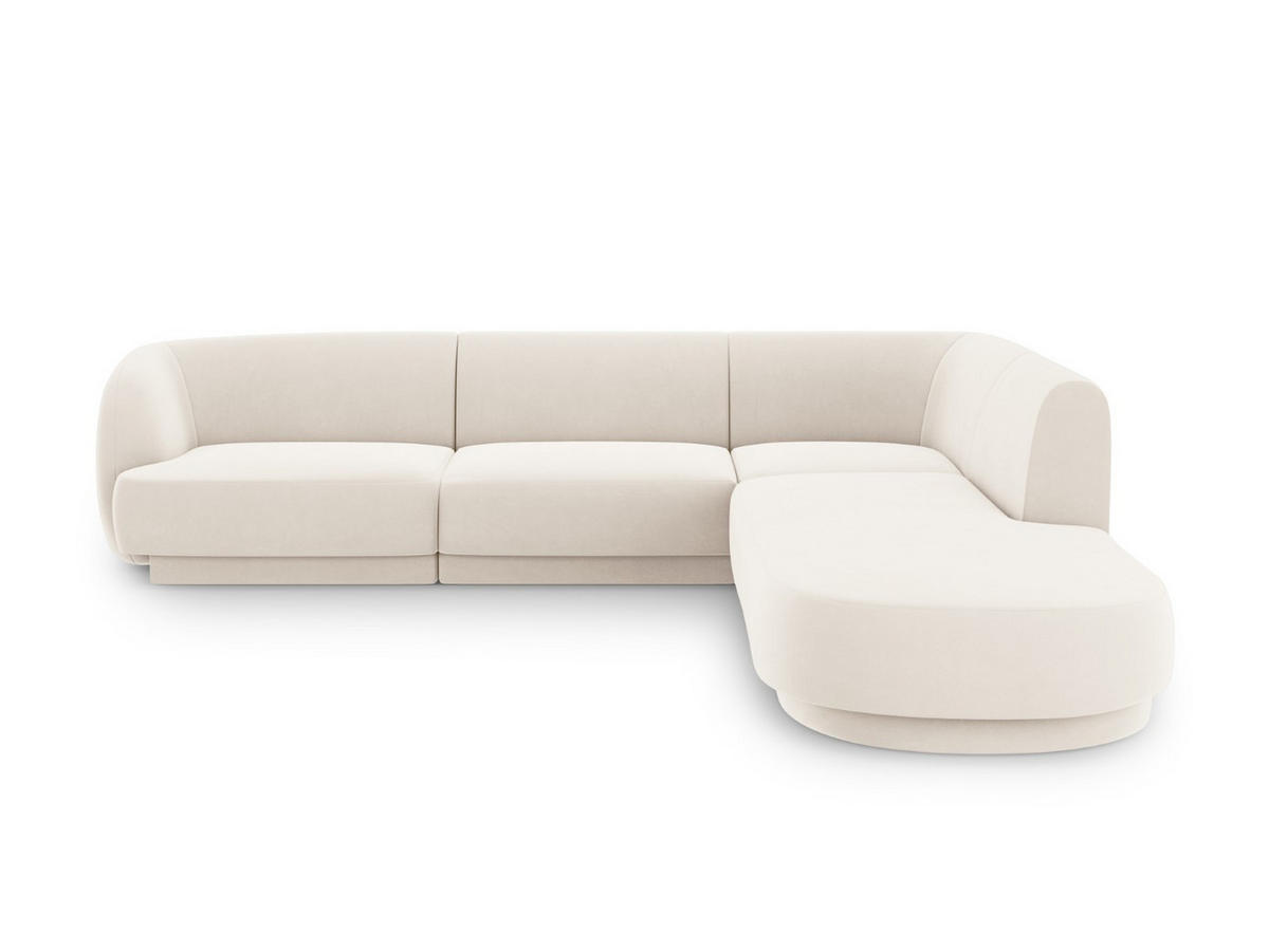 ECKSOFA rechts Miley aus Samt leichtes beige 6 Sitzplätze - Beige, Textil (248/255cm) - Micadoni