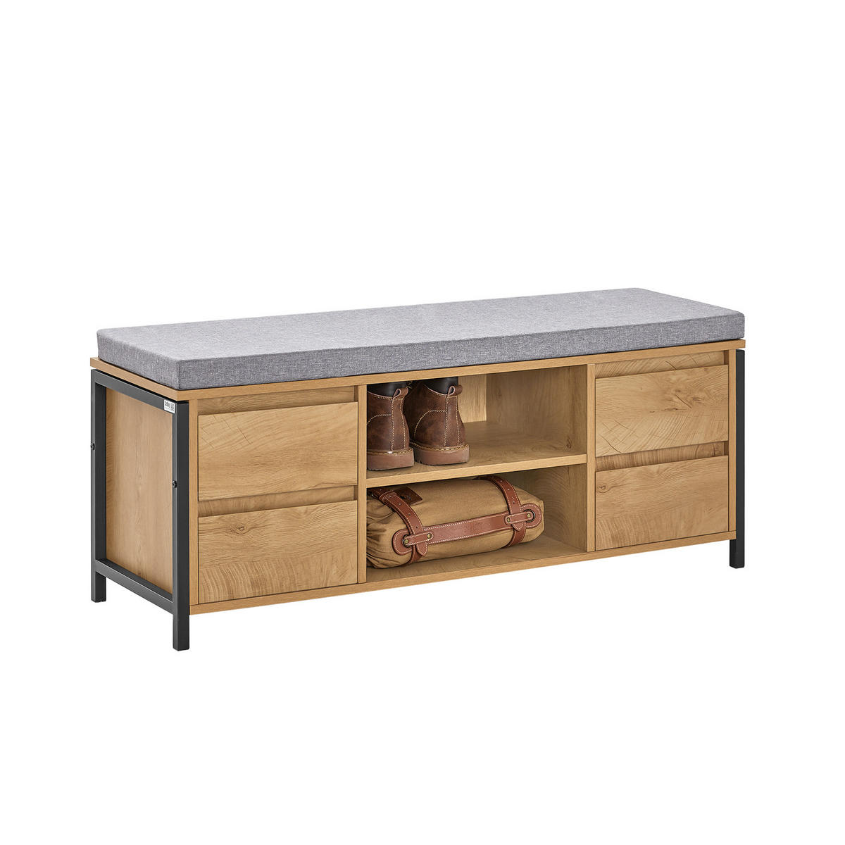SCHUHBANK Natur - Naturfarben, Holzwerkstoff/Metall (110/45/35cm) - SoBuy