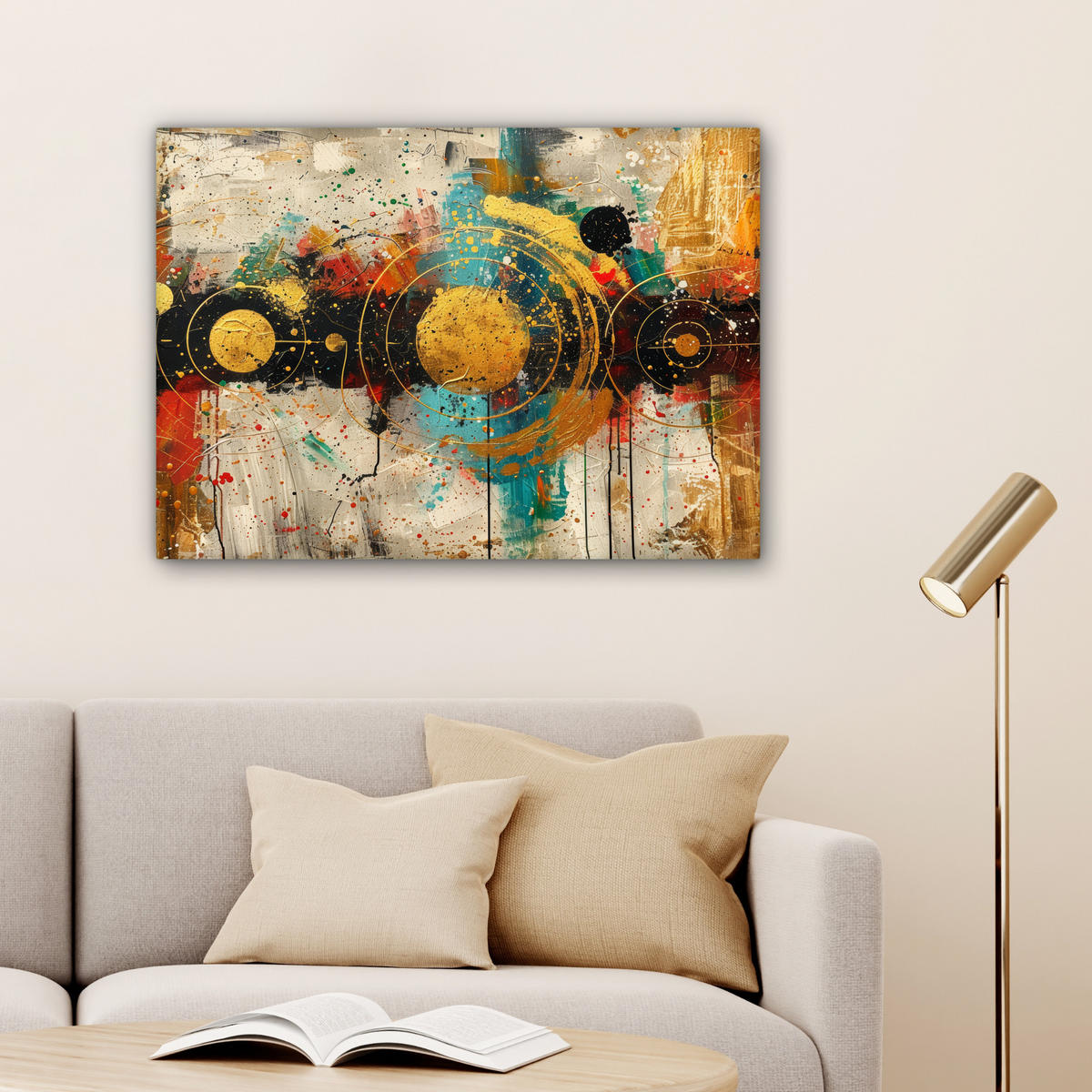 OBRAZ NA PLÁTNE Abstraktné - umenie - zlaté - moderné 80x60 cm - viacfarebná, textil (80/60cm) - MuchoWow
