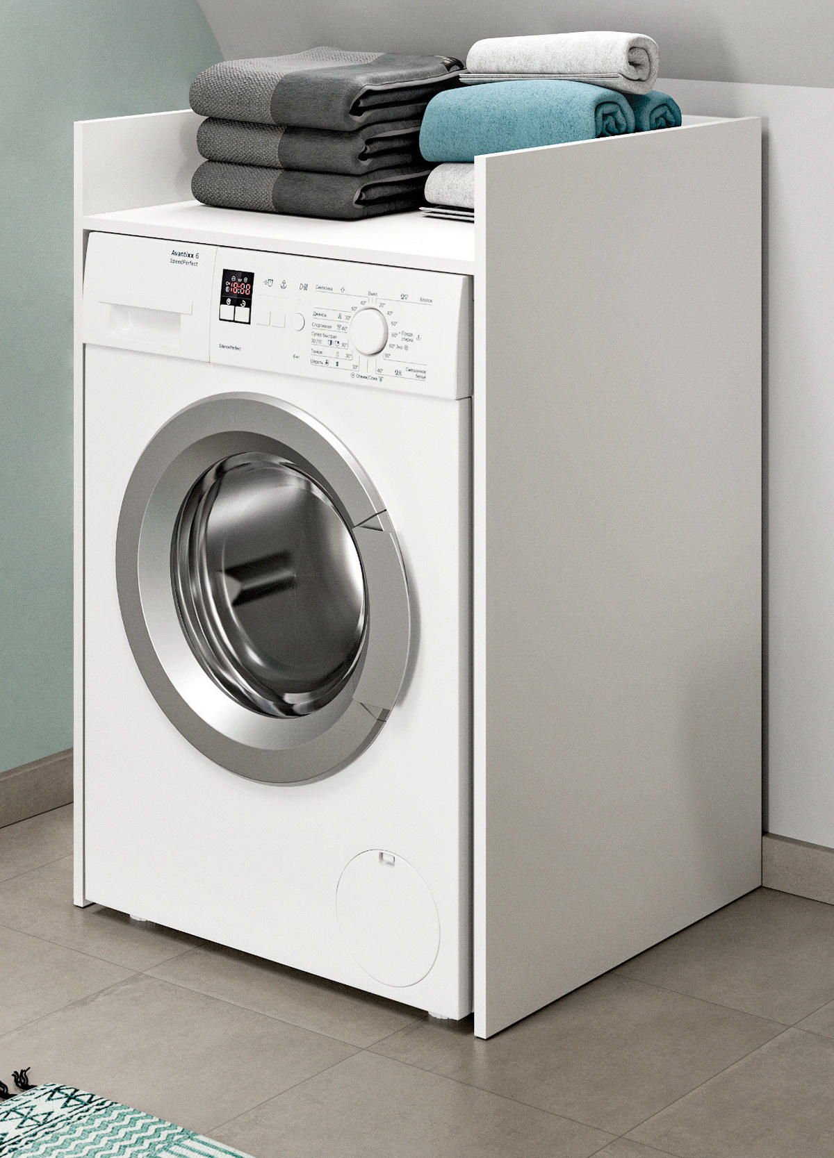 WASCHMASCHINENUMBAU weiß 66 x 101 cm, Überbauschrank mit Ablage - Weiß, Holzwerkstoff (60/101/60cm) - Inn.Furn