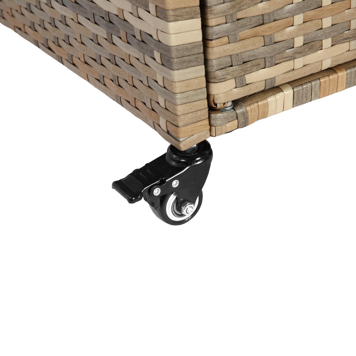 OUTDOOR-BARWAGEN 131 cm Beige Stahl & Rattan – Servierwagen mit Eisbehälter, Schrank & Lenkrollen - Beige, Metall (131/91/50cm) - Urban Meuble