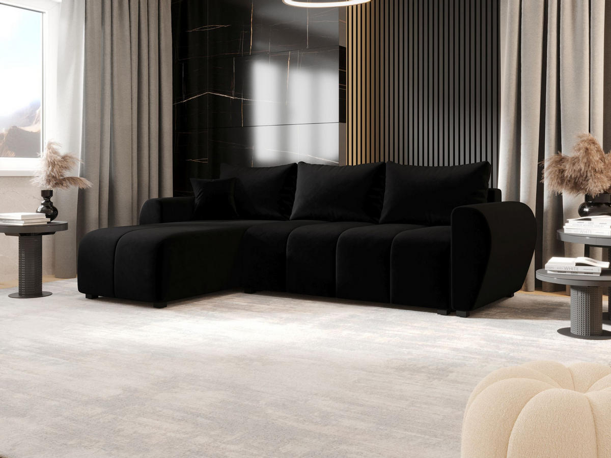 ECKSOFA MOLISA L Itaka 15 Links mit Schlaffunktion - Schwarz, Textil (245/145cm) - Bedante