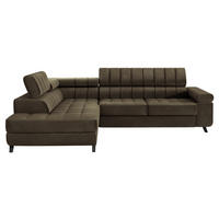 ECKSOFA Nord, Seite: Links - Dunkelbraun/Schwarz, Holz/Textil (264/203cm) - MIRJAN24