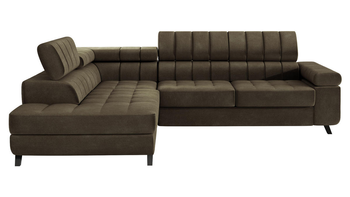 ECKSOFA Nord, Seite: Links - Dunkelbraun/Schwarz, Holz/Textil (264/203cm) - MIRJAN24