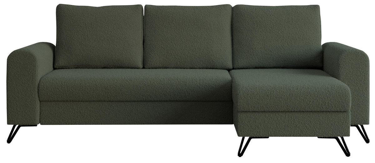 ECKSOFA Hugo Boucle Grün - Schwarz/Grün, Textil/Metall (242/140cm) - MKS