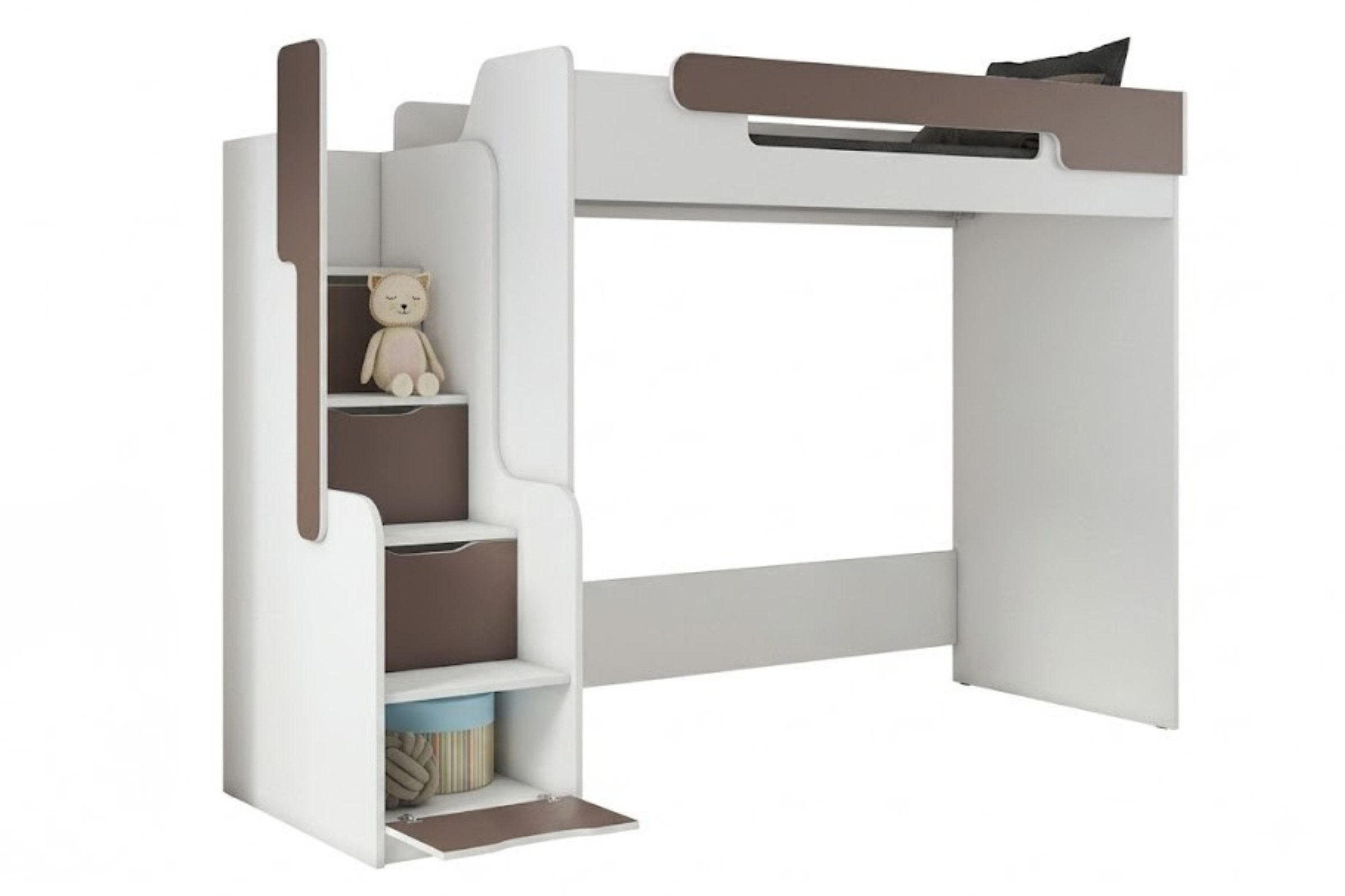 HOCHBETT ARTHUR 90/200 in Weiß/Grau - Weiß/Grau, Holzwerkstoff (90/200cm) - Deine Möbel 24