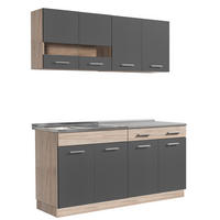KÜCHENLEERBLOCK 160 cm in Anthrazit - Silberfarben/Grau, Holz (160/206/60cm) - Homestyle4u
