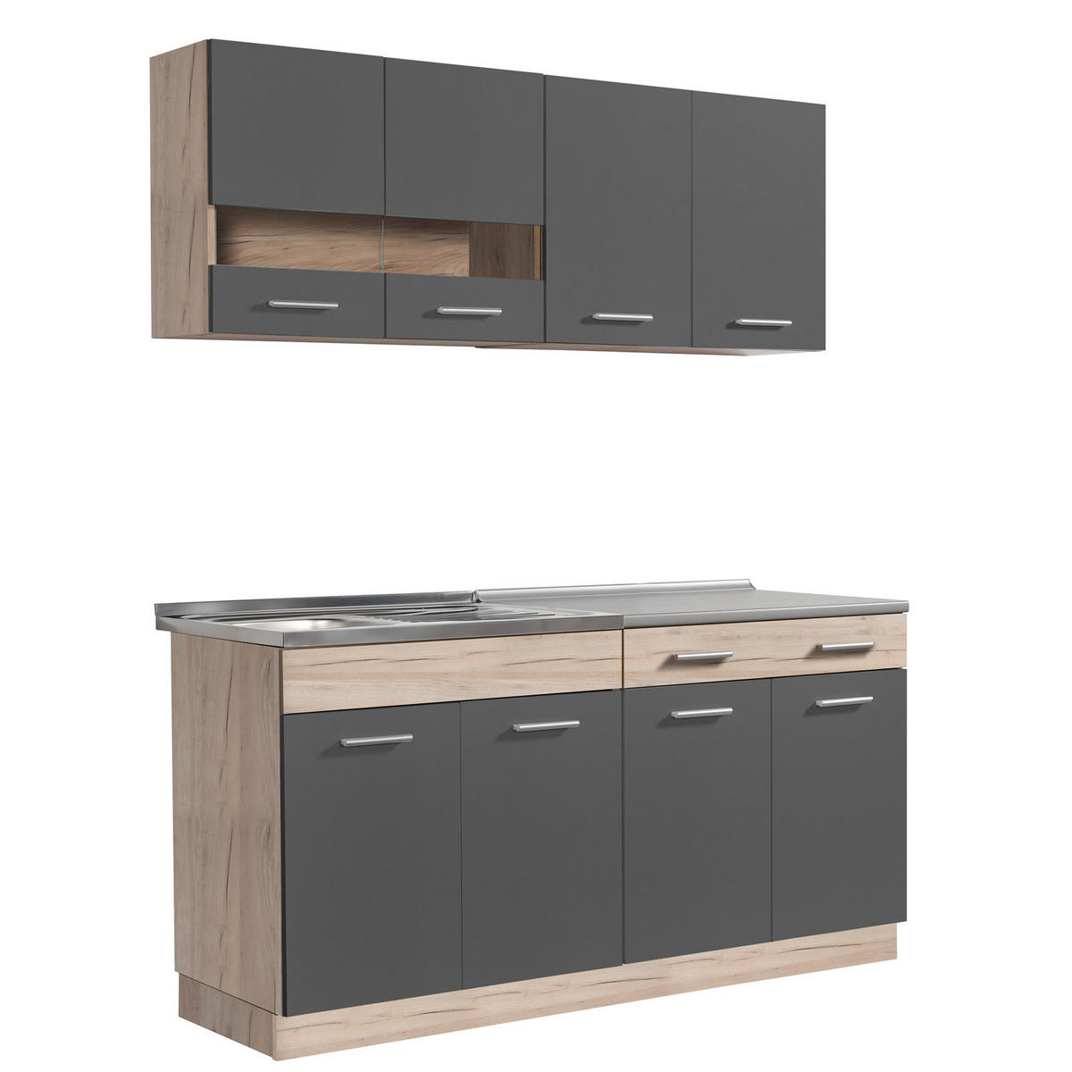 KÜCHENLEERBLOCK 160 cm in Anthrazit - Silberfarben/Grau, Holz (160/206/60cm) - Homestyle4u
