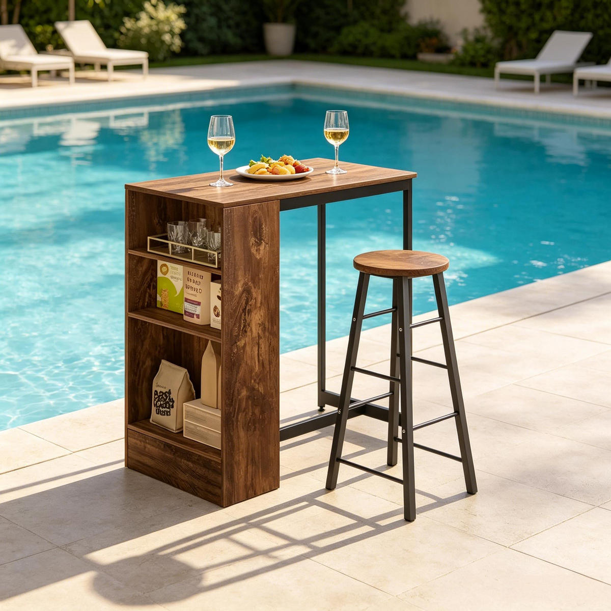 BARTISCH DE-37246 mit 3 Regalen und Metallrahmen Rustikales Braun - Braun, Holzwerkstoff (91/49/91cm) - ComfortXL