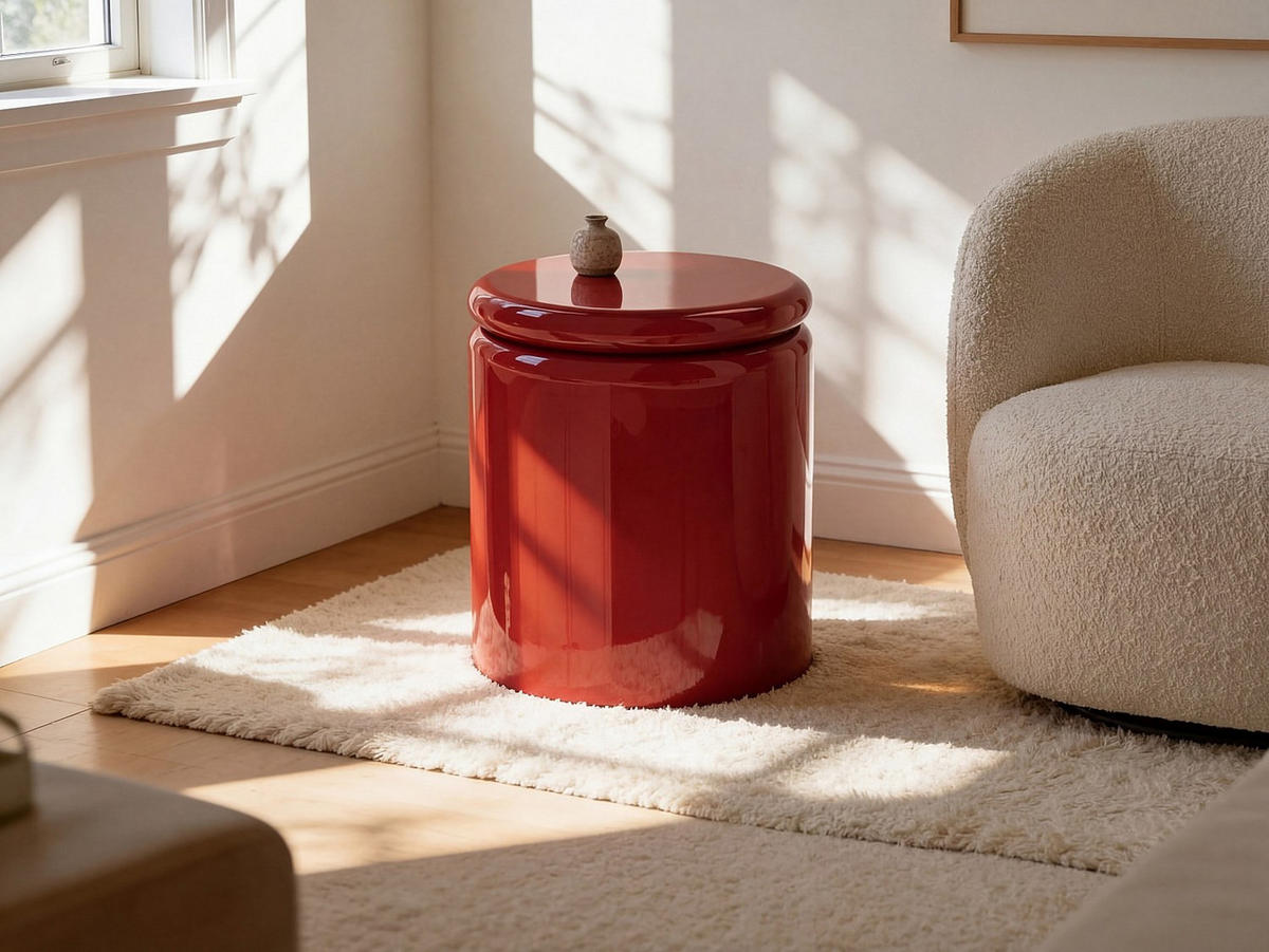 BEISTELLTISCH - 40 cmcm x 40 cmcm - Holz, Platte - Rot - AMOFA - Rot, Holz (40/40/42.5cm) - Vente-Unique