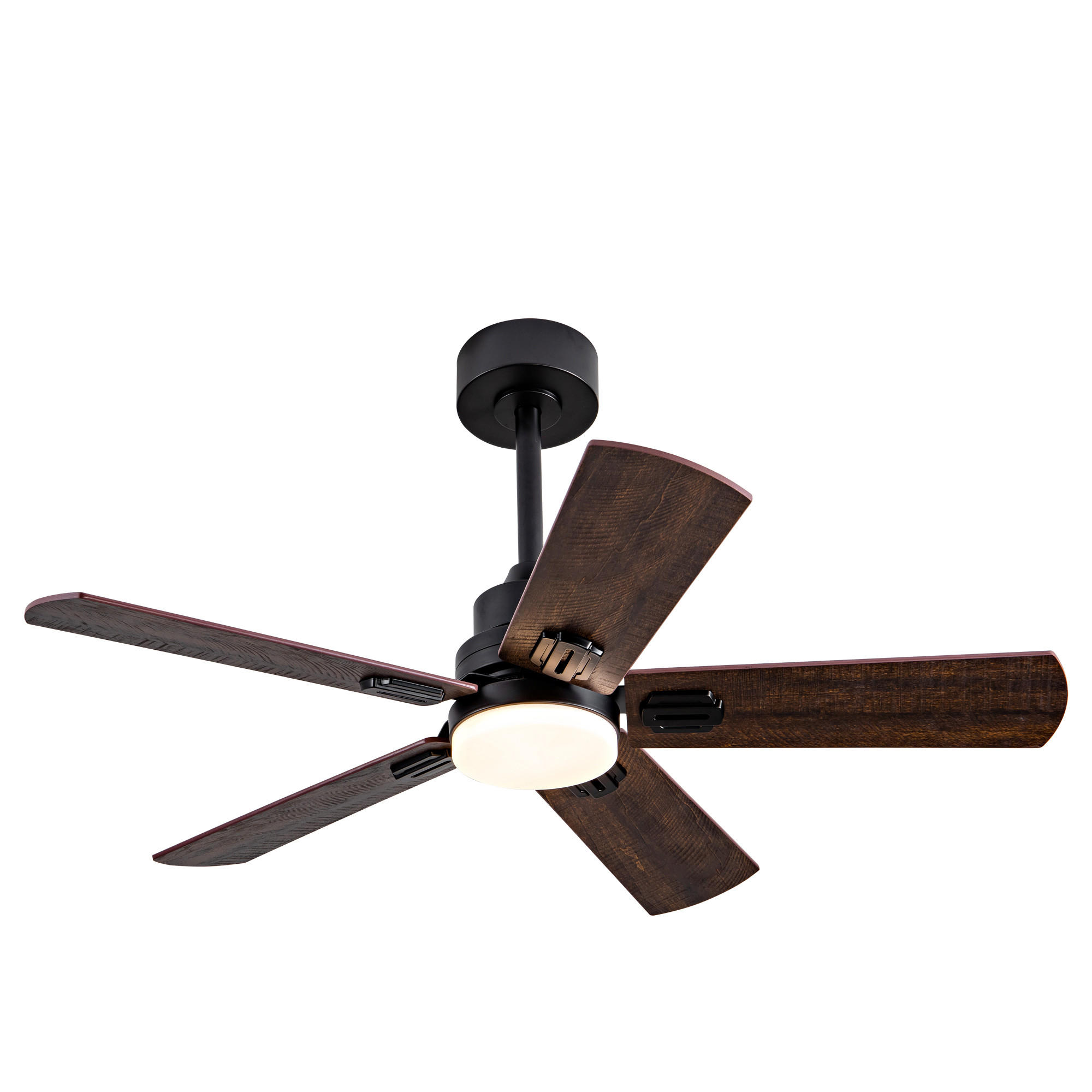 DECKENVENTILATOR DE-16257 42 Zoll 5 Flügel dimmbar mit Fernbedienung Schwarz - Walnussfarben, Holz/Metall (107/107/45cm) - ComfortXL
