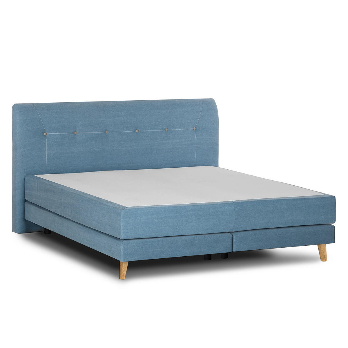 BOXSPRINGBETT - Webstoff - Hellblau, Naturmaterialien (200/200cm) - home24