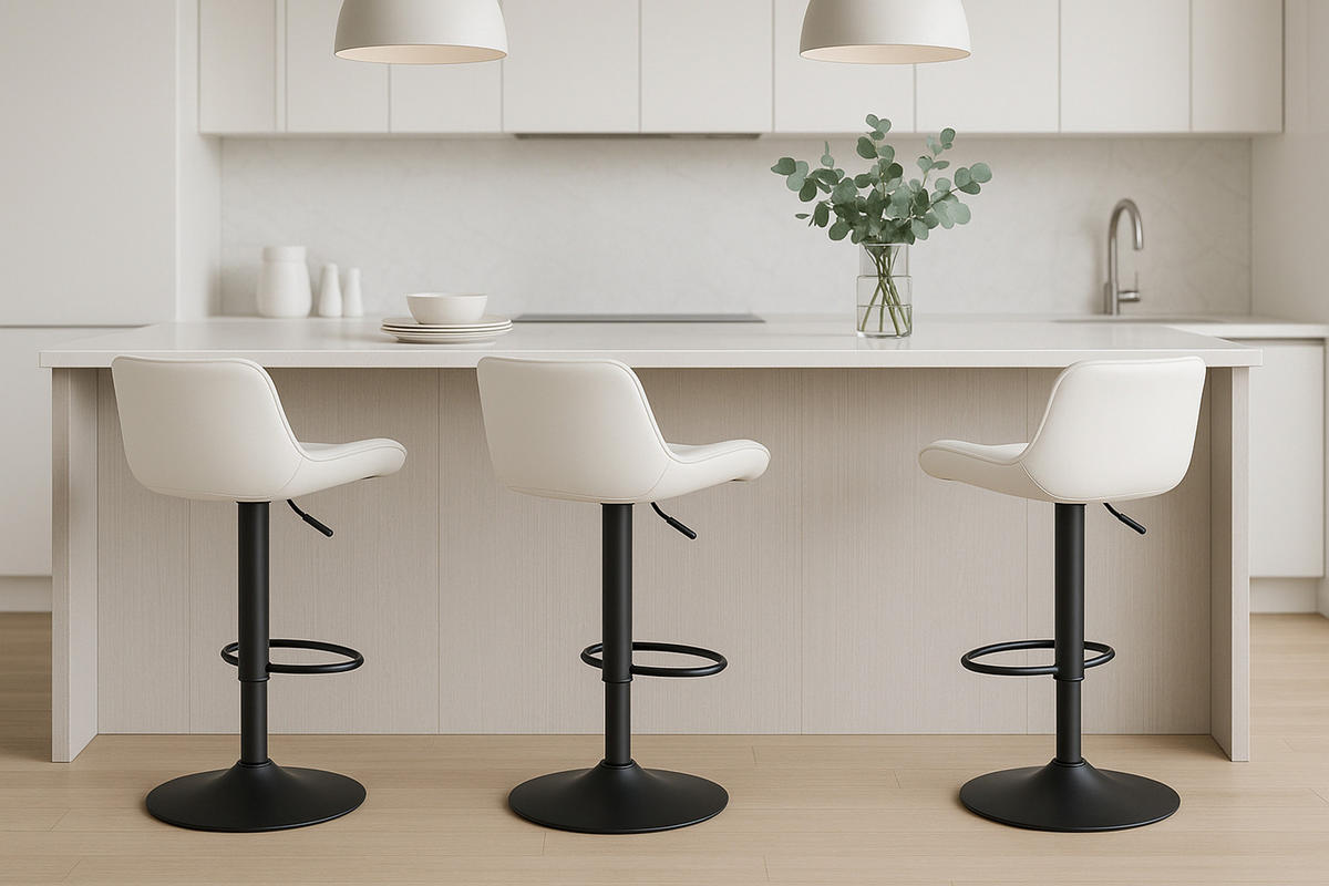 BARHOCKER Minerva Kunstleder weiß - Schwarz/Weiß, Kunststoff/Metall (48/105/54cm) - TPFLiving