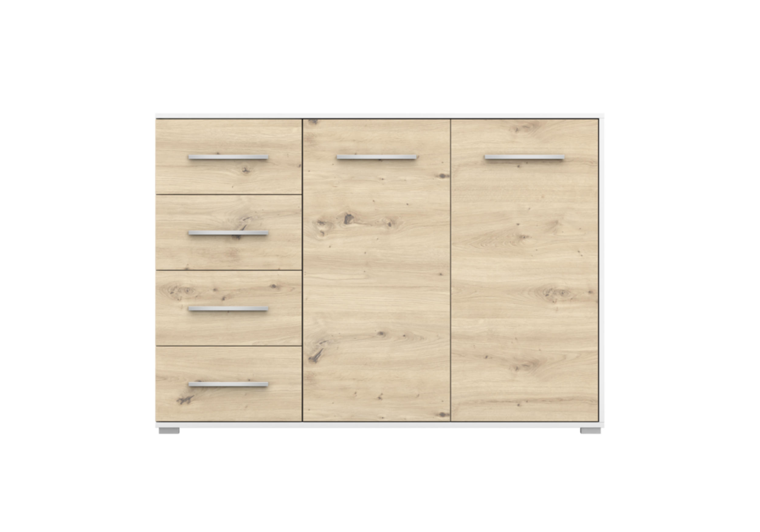 KOMMODE - Highboard IRYS 01 2D4S Weiß + Artisan - Weiß/Eiche Artisan, Holzwerkstoff (135/95/45cm) - Möblo