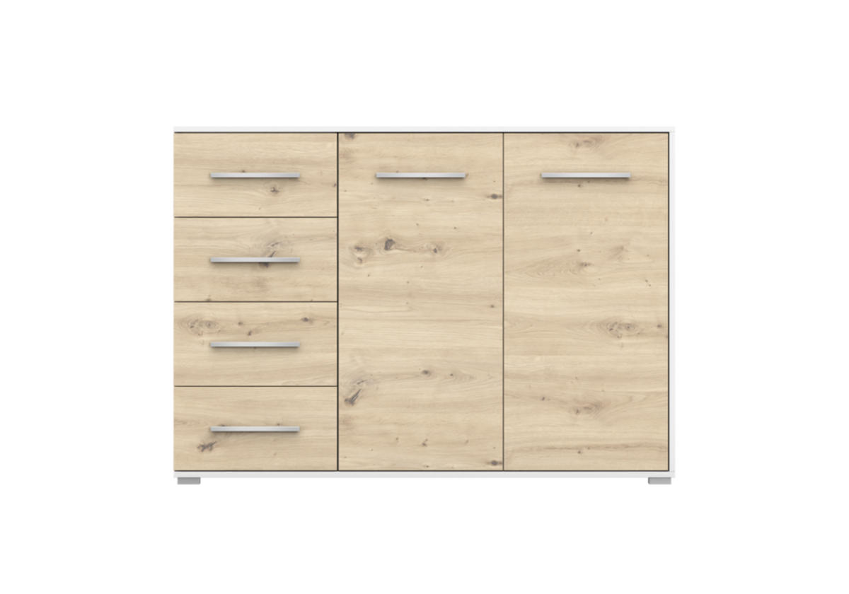 KOMMODE - Highboard IRYS 01 2D4S Weiß + Artisan - Weiß/Eiche Artisan, Holzwerkstoff (135/95/45cm) - Möblo