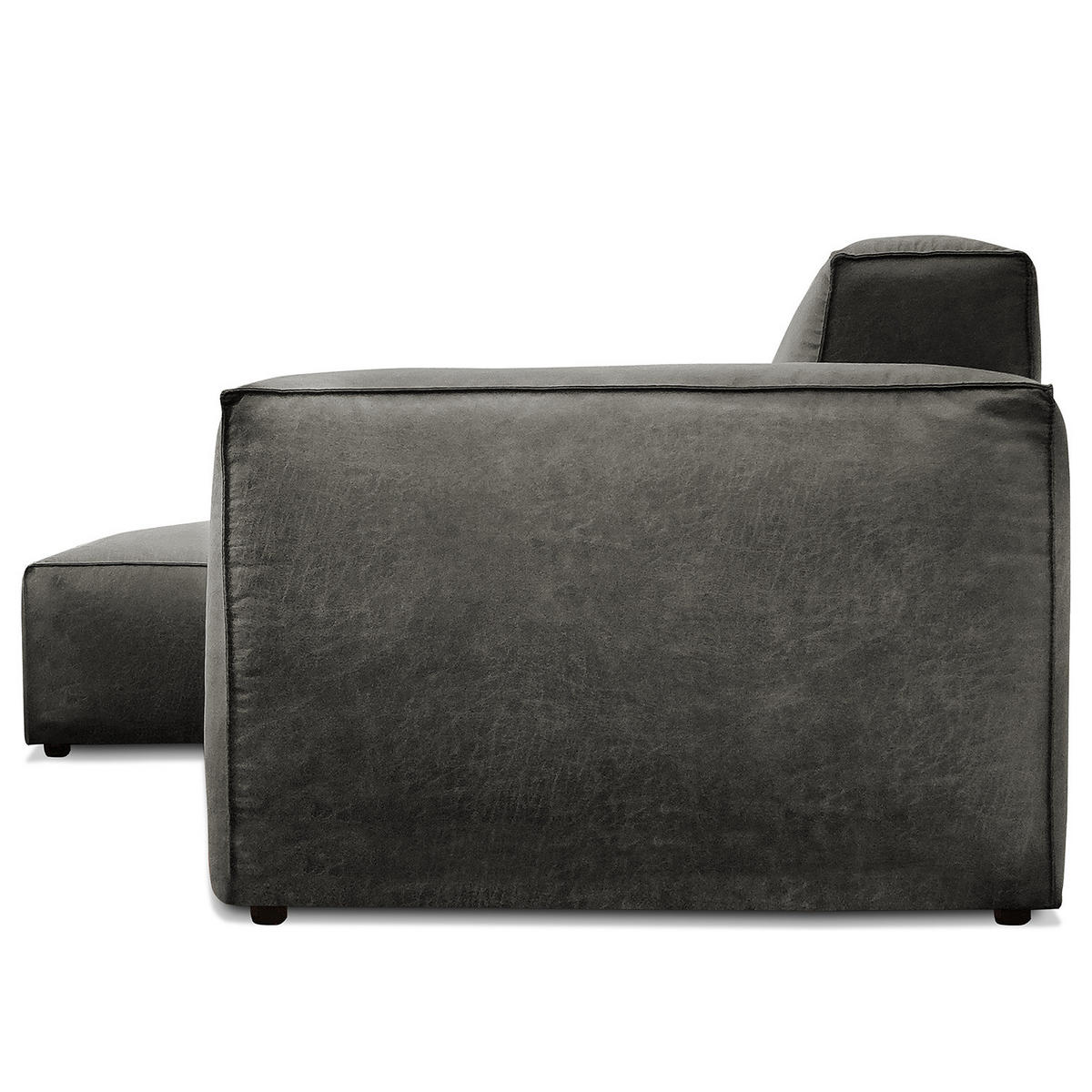 ECKSOFA mit Longchair - Dunkelgrau/Schwarz, Kunststoff (345/170cm) - home24