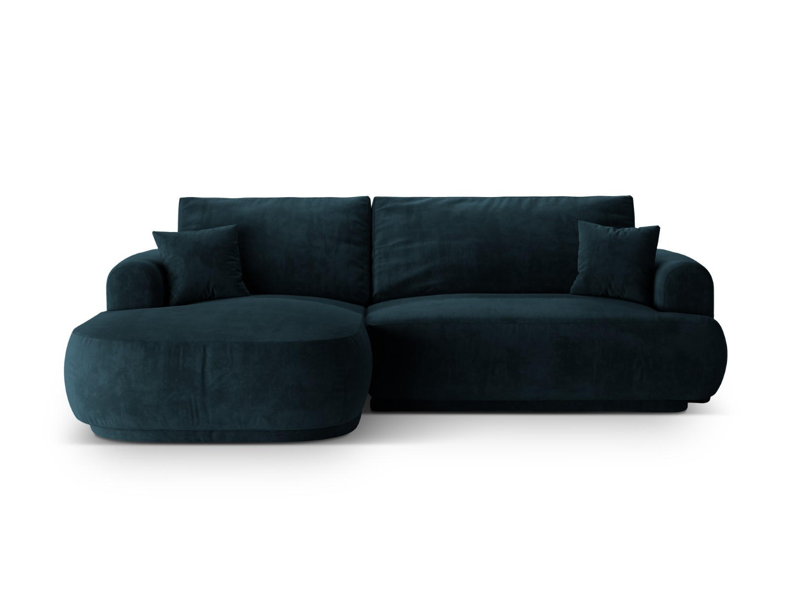 SCHLAFSOFA modular mit Bettkasten links Ella aus Samt dunkel petrol 5 Sitzplätze - Salbeigrün, Textil (174/271cm) - Micadoni
