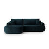 SCHLAFSOFA modular mit Bettkasten links Ella aus Samt dunkel petrol 5 Sitzplätze - Salbeigrün, Textil (174/271cm) - Micadoni