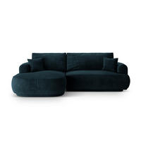 SCHLAFSOFA modular mit Bettkasten links Ella aus Samt dunkel petrol 5 Sitzplätze - Salbeigrün, Textil (174/271cm) - Micadoni