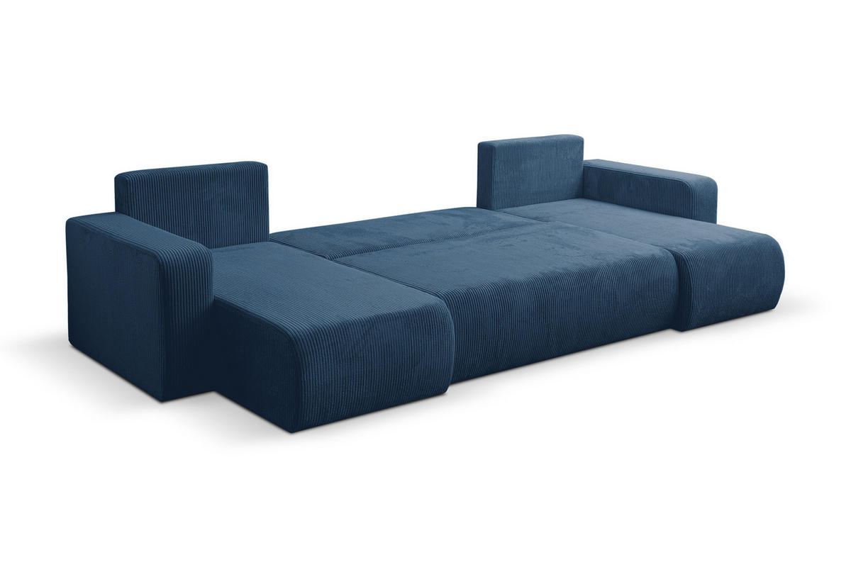 WOHNLANDSCHAFT LUNA U-FORM mit Schlaffunktion und Bettkasten (Blau) - Blau, Textil (312/83/142cm) - VENASI MÖBEL