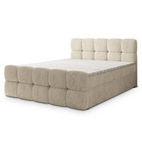 BOXBETT BRUME 180x200 cm mit Matratze und Topper, H2+H3 - Creme - Creme, Holz (180/200cm) - MASSENO