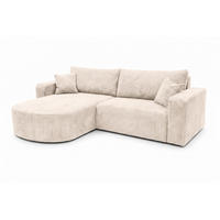 ECKSOFA Mit Schlaffunktion, Cordstoff Poso, Beige, Links, ROUND ONE - Creme, Holz (244/175cm) - Kaiser Möbel