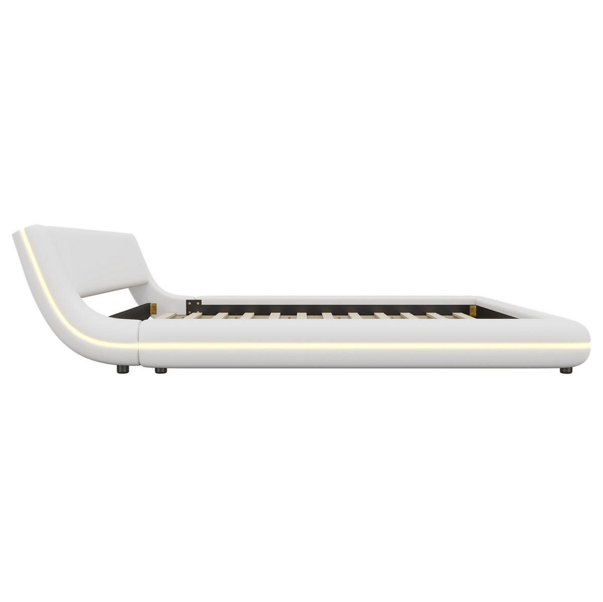 POLSTERBETT mit LED-Beleuchtung 160/200 cm in Weiß aus PU - Weiß, Kunststoff (160/200cm) - BEAOK