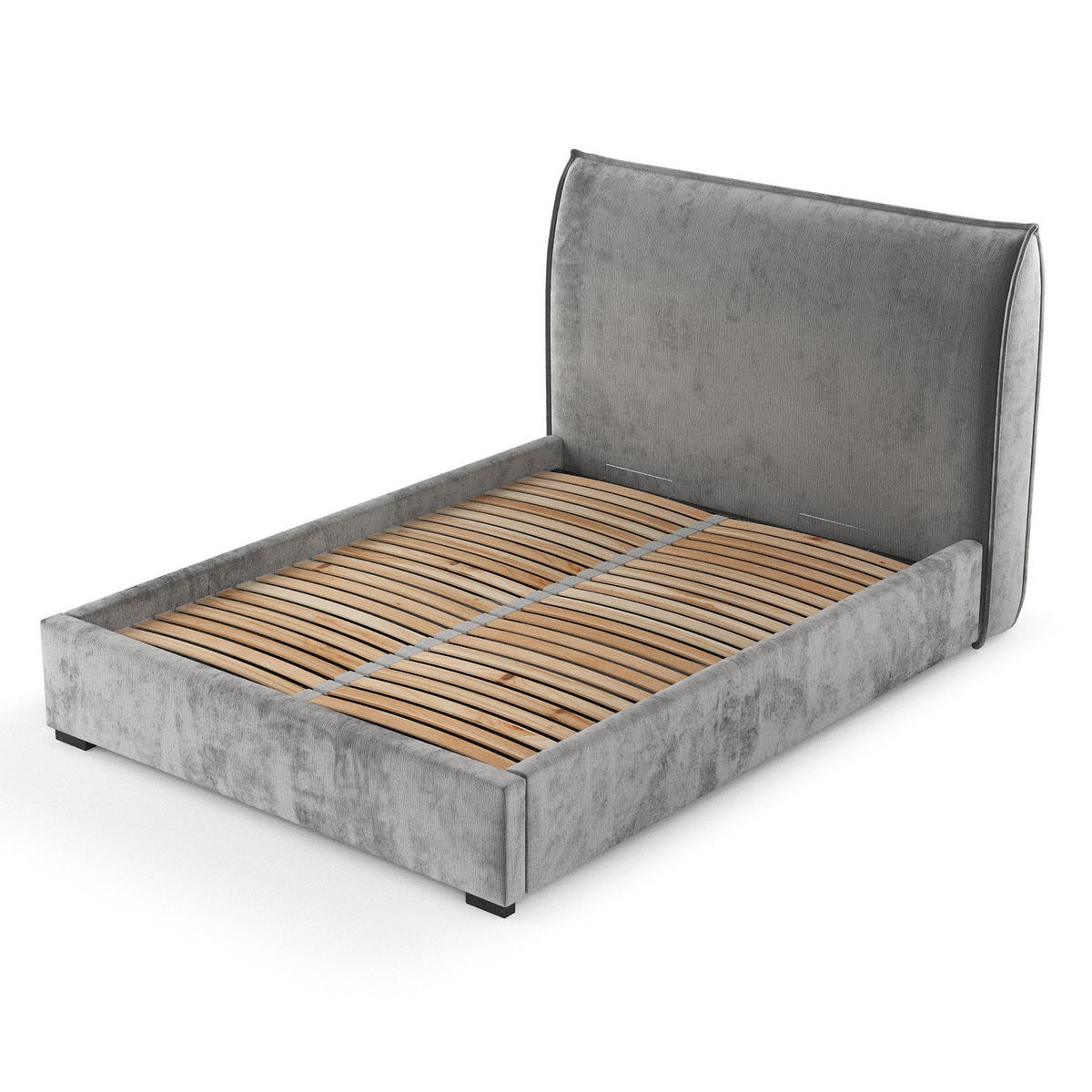 POLSTERBETT Como Grau 160/200 cm im Chenille-Stoff - Schwarz/Naturfarben, Holz/Holzwerkstoff (160/200cm) - Maison de Reve