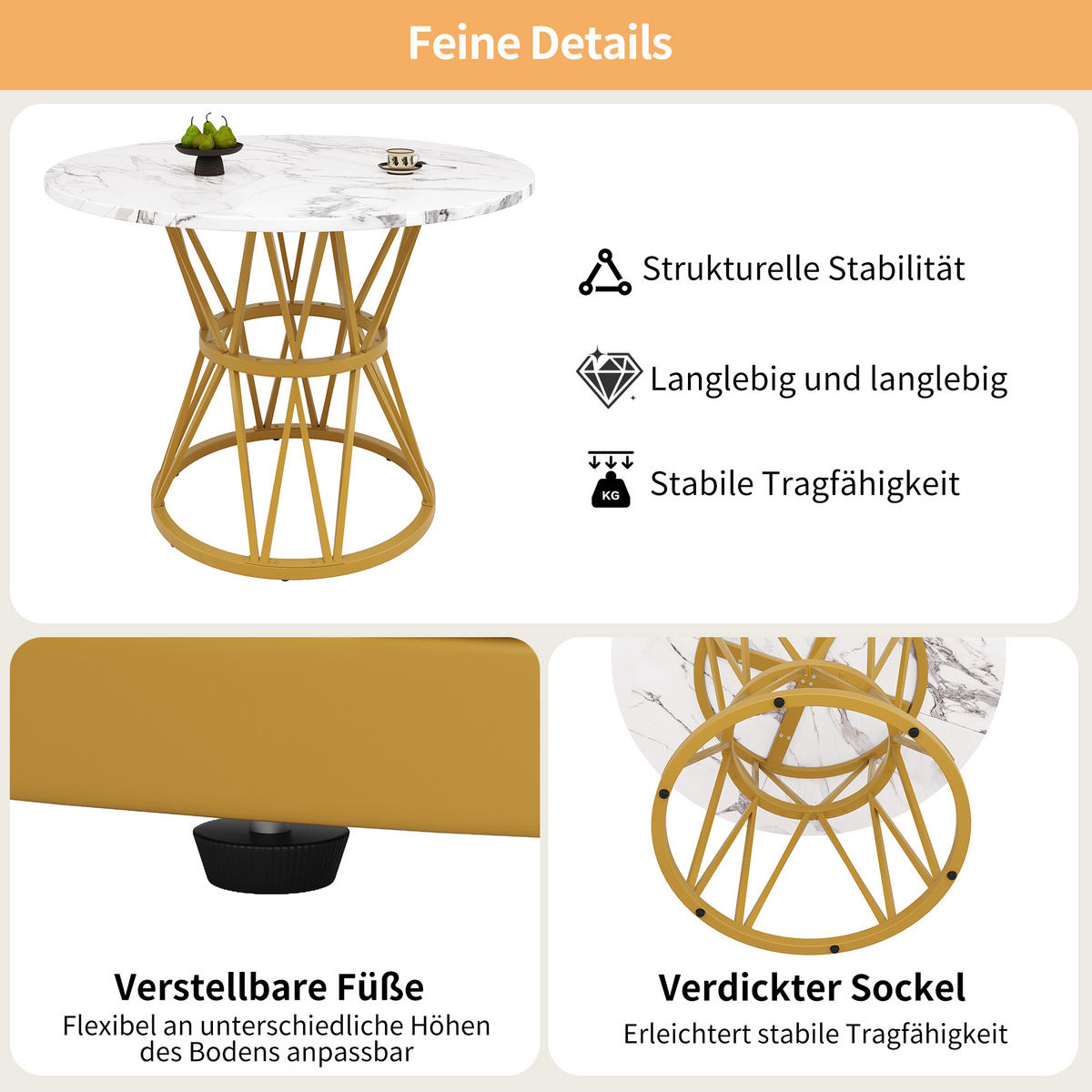 ESSTISCH Goldfarben 100/100/76 cm - Goldfarben, Holz (100/100/76cm) - PANGIVO