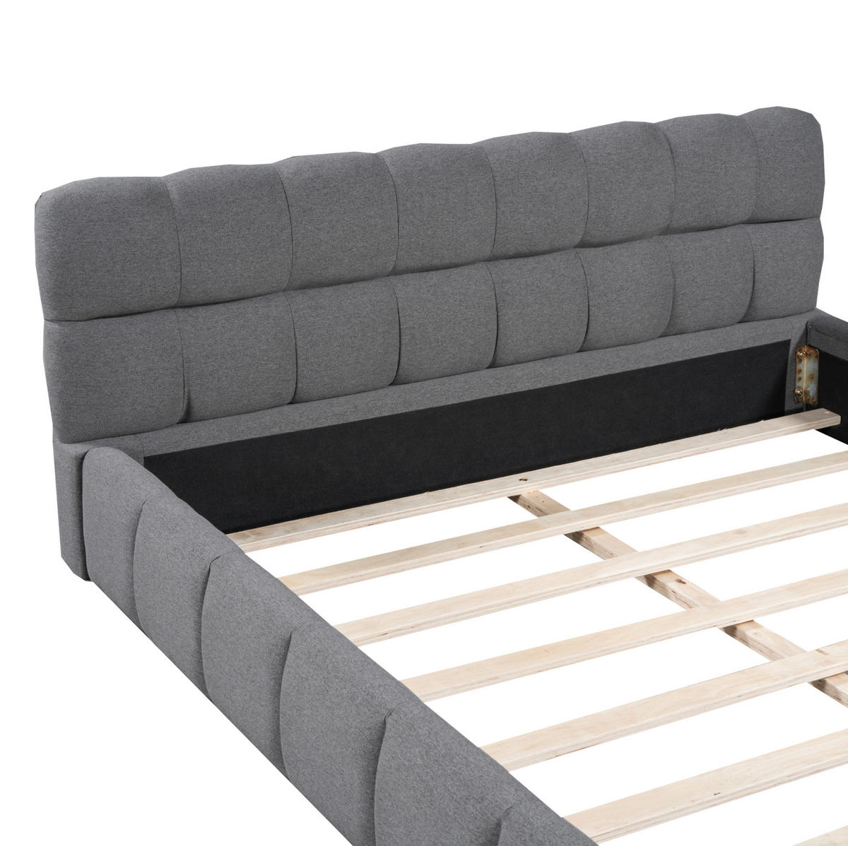 POLSTERBETT 140/190 cm mit gepolstertem Kopfteil, eingebettetem Matratzendesign und Lattenrost, Grau - Grau, Textil (140/190cm) - Redom
