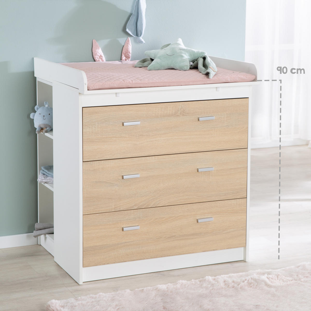 WICKELKOMMODE Gabriella - Weiß, Holzwerkstoff/Kunststoff (88.5/98/75cm) - Roba
