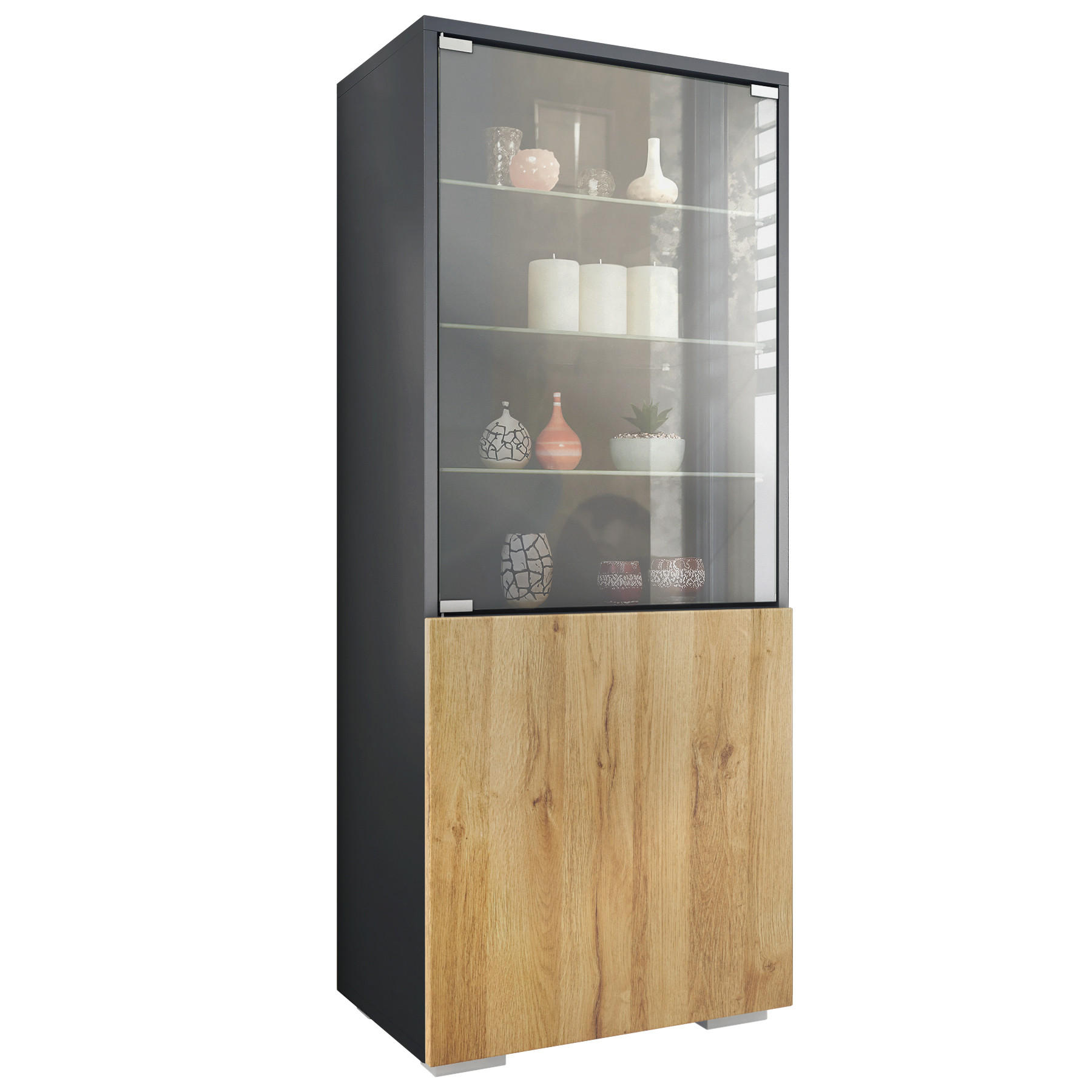 VITRINE Granada Eiche Natur - Eichefarben, Holzwerkstoff (50/122.5/34.5cm) - Vladon