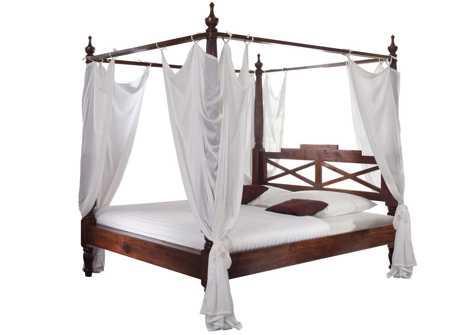 HIMMELBETT Akazie 140x200x224 nougat lackiert OXFORD #244 - Dunkelbraun, Holz (140/200cm) - Massivmoebel24