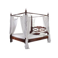 HIMMELBETT Akazie 140x200x224 nougat lackiert OXFORD #244 - Dunkelbraun, Holz (140/200cm) - Massivmoebel24